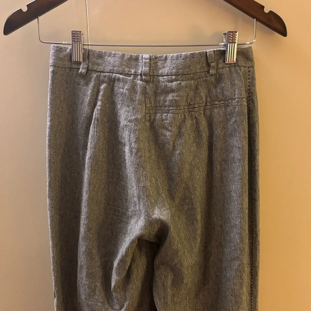 Banana Republic Women’s Gray Linen/Silk Blend Pants Side Stitching Size 0